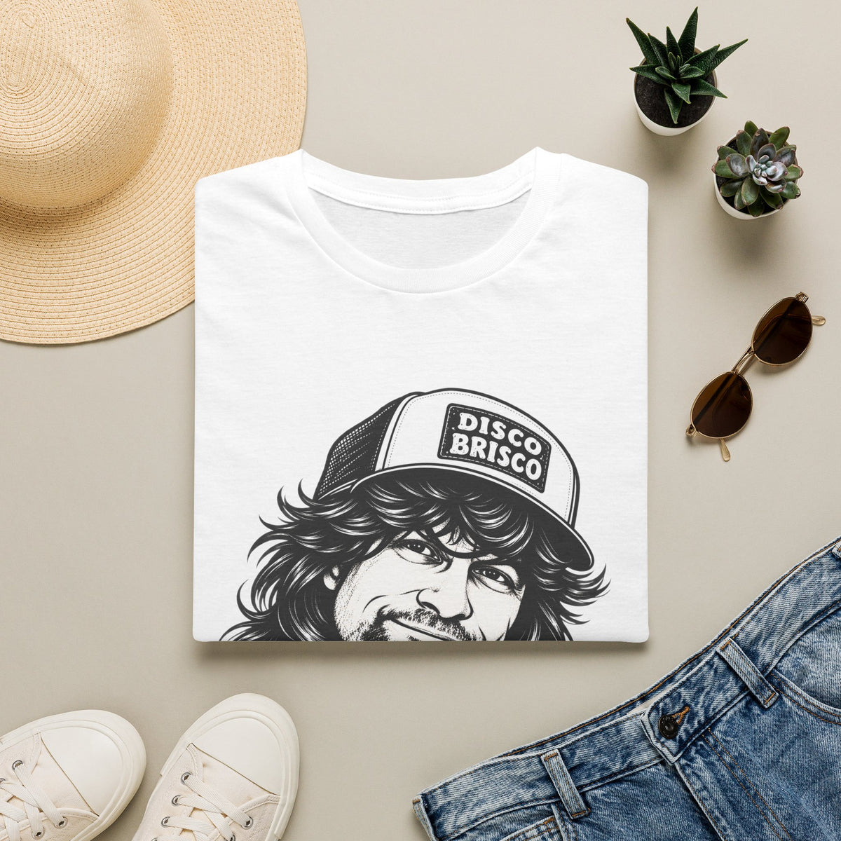 T-Shirt — Retro 'Disco Brisco' Vintage Truckers Cap Portrait Tee