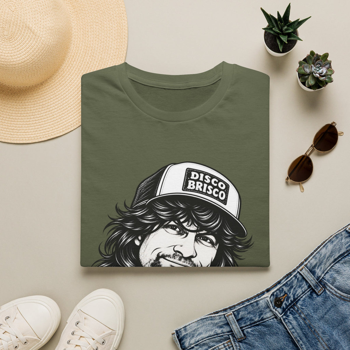 T-Shirt — Retro 'Disco Brisco' Vintage Truckers Cap Portrait Tee