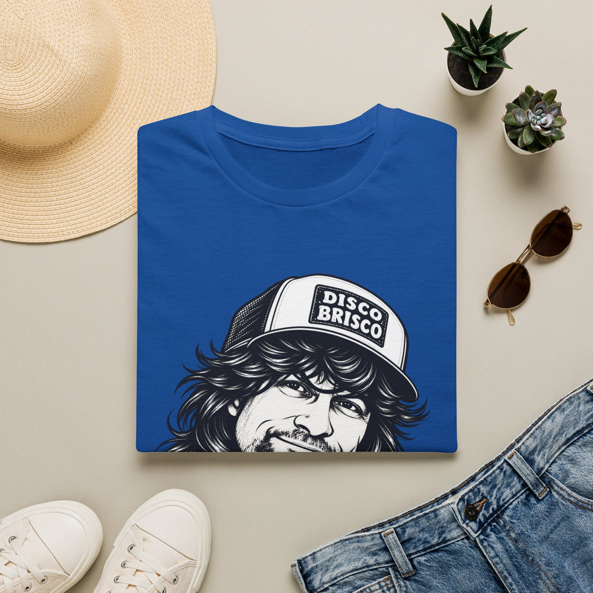 T-Shirt — Retro 'Disco Brisco' Vintage Truckers Cap Portrait Tee