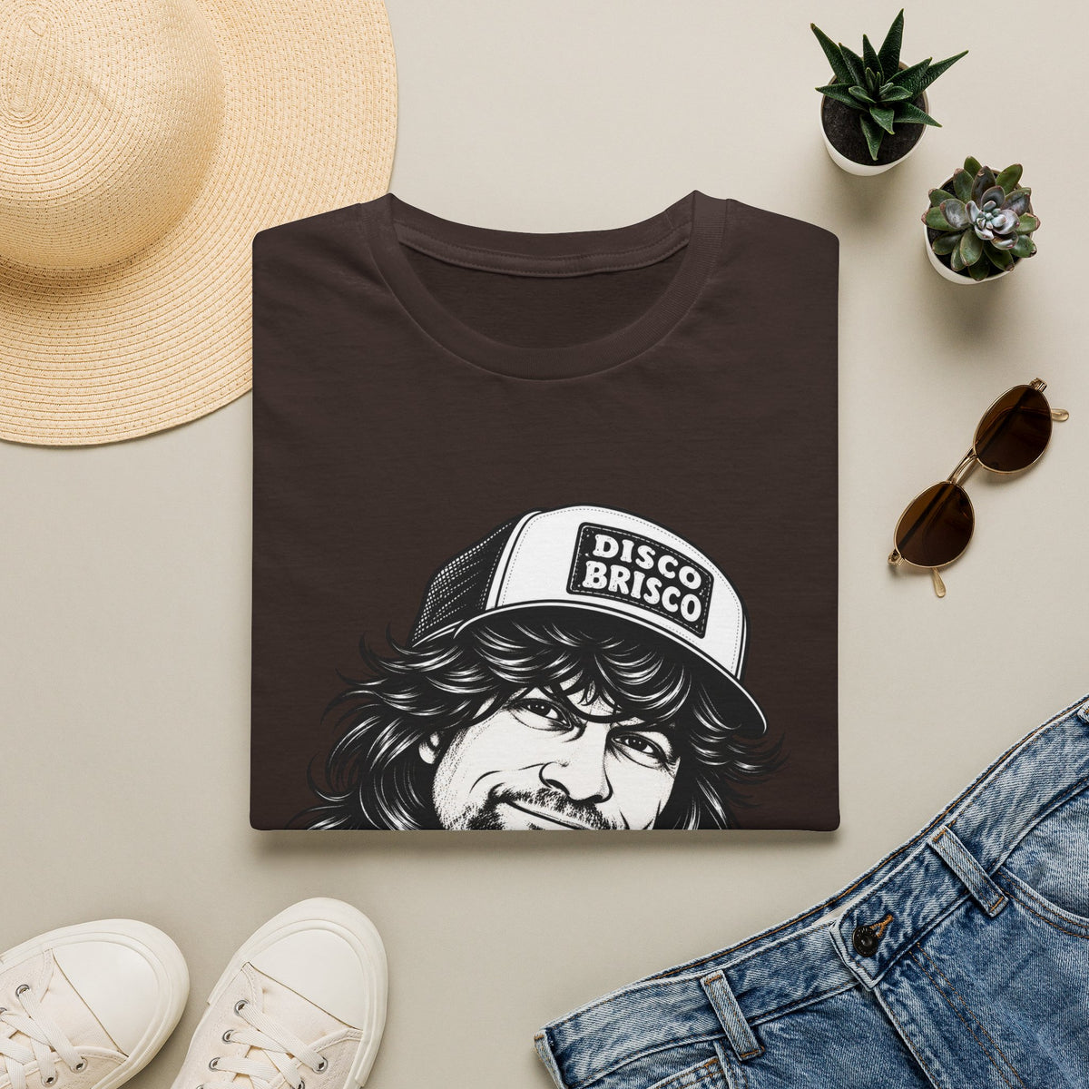 T-Shirt — Retro 'Disco Brisco' Vintage Truckers Cap Portrait Tee