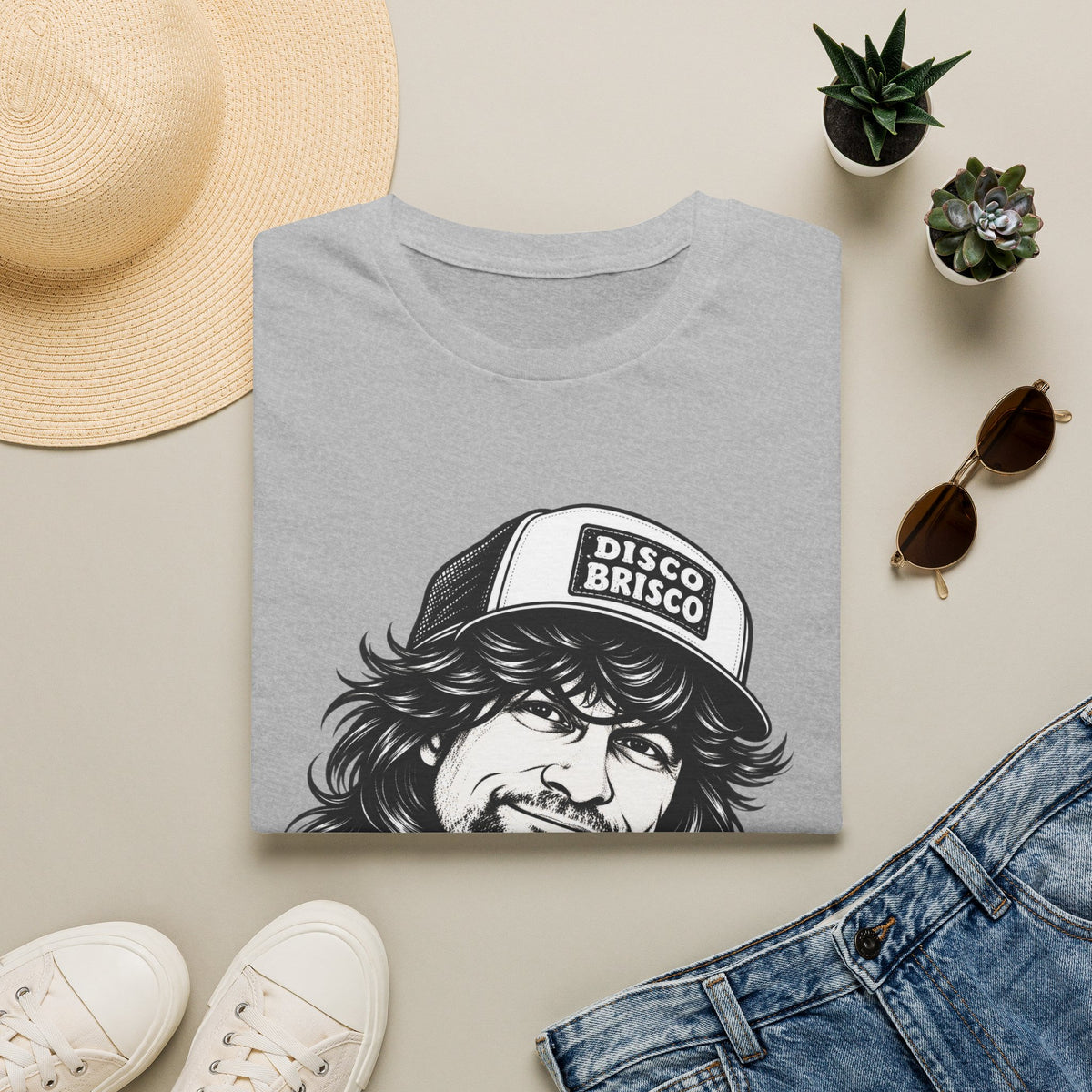 T-Shirt — Retro 'Disco Brisco' Vintage Truckers Cap Portrait Tee