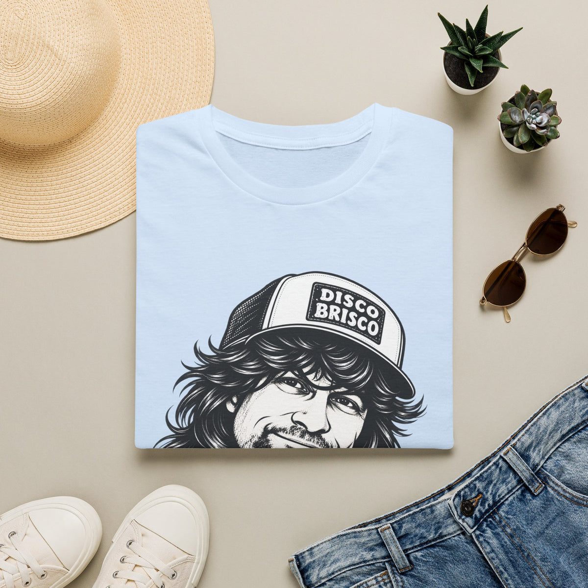 T-Shirt — Retro 'Disco Brisco' Vintage Truckers Cap Portrait Tee