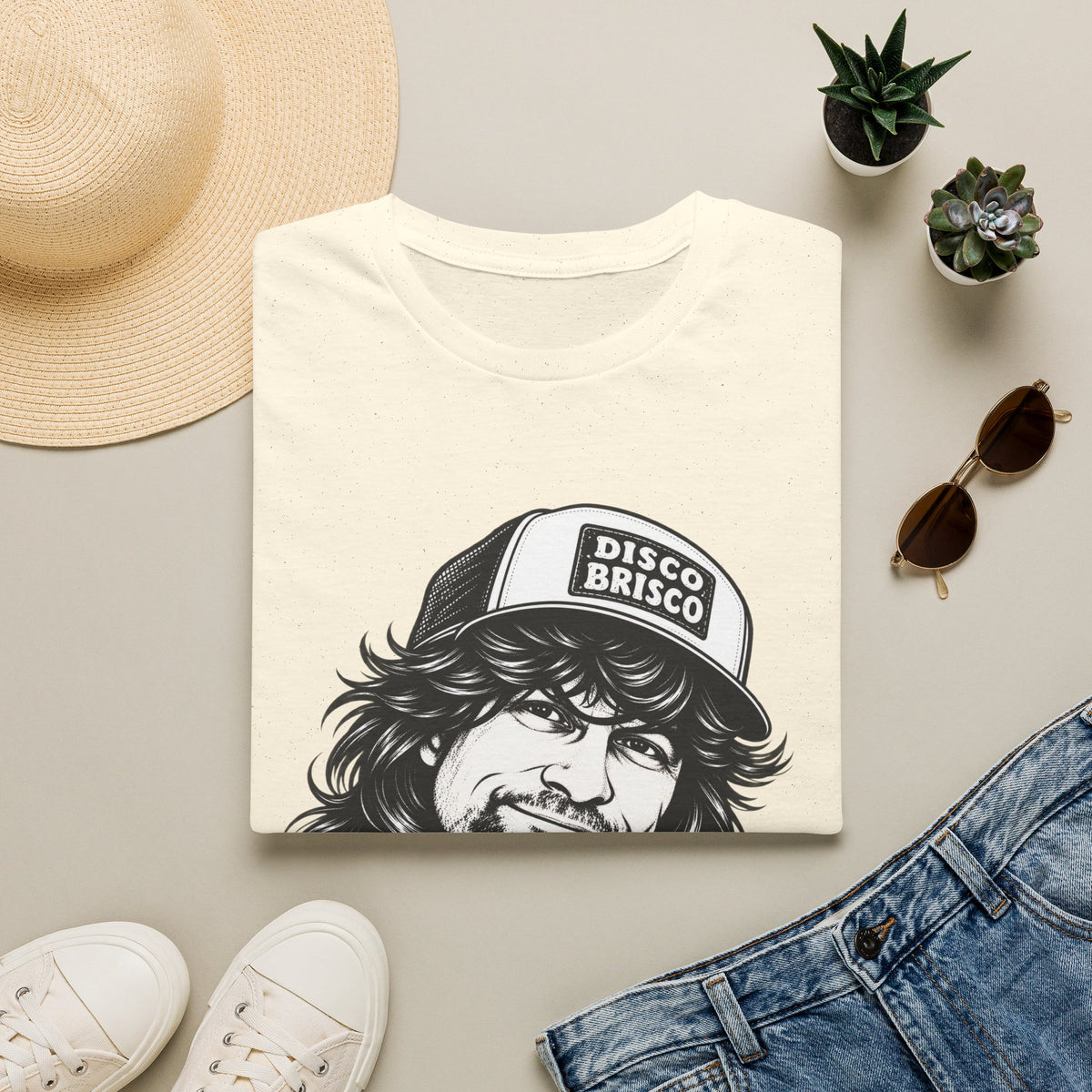 T-Shirt — Retro 'Disco Brisco' Vintage Truckers Cap Portrait Tee