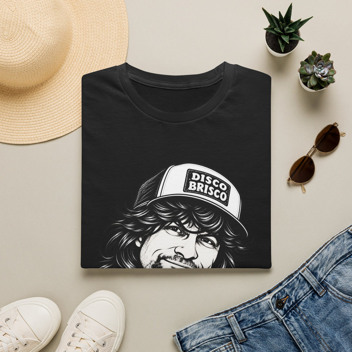 T-Shirt — Retro 'Disco Brisco' Vintage Truckers Cap Portrait Tee