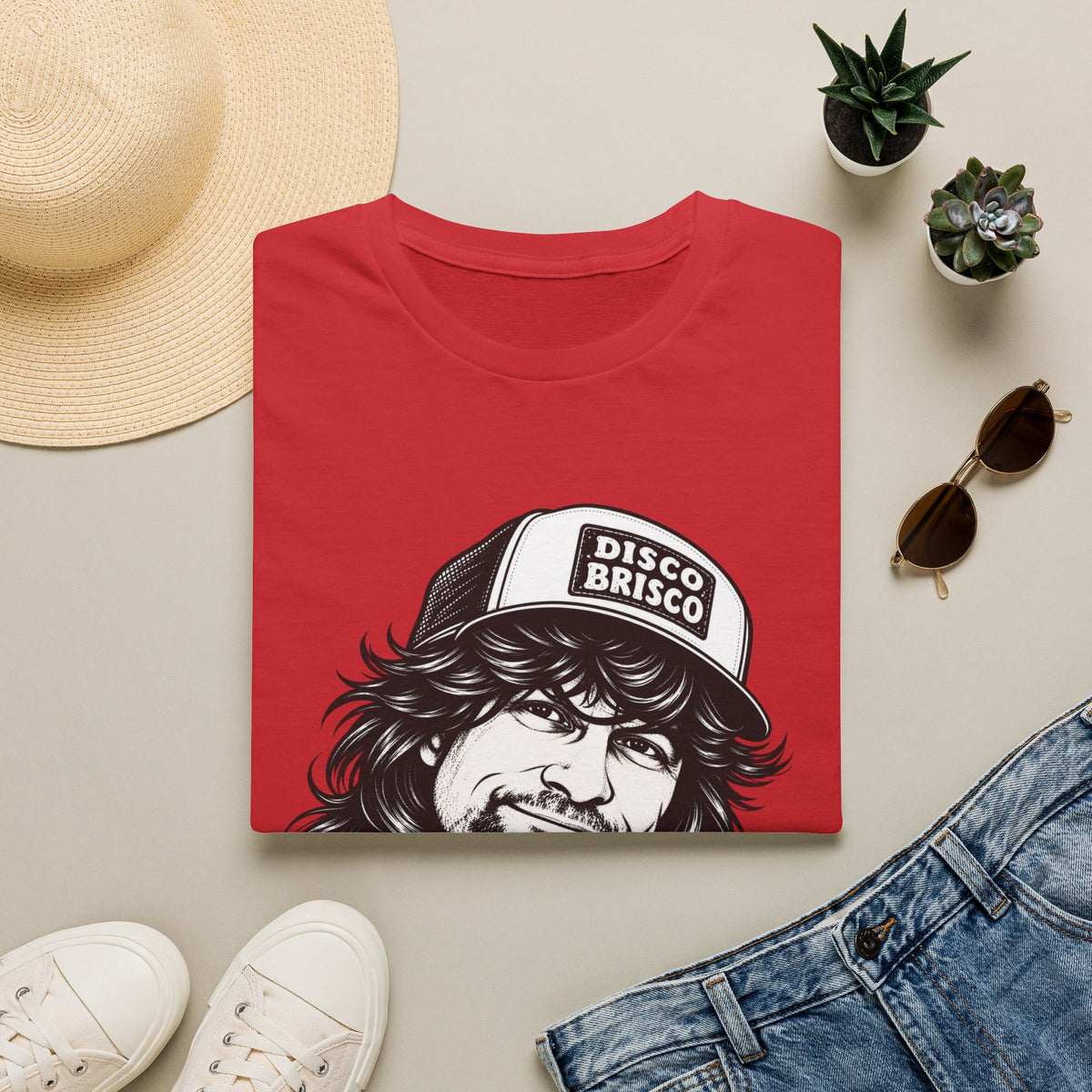 T-Shirt — Retro 'Disco Brisco' Vintage Truckers Cap Portrait Tee